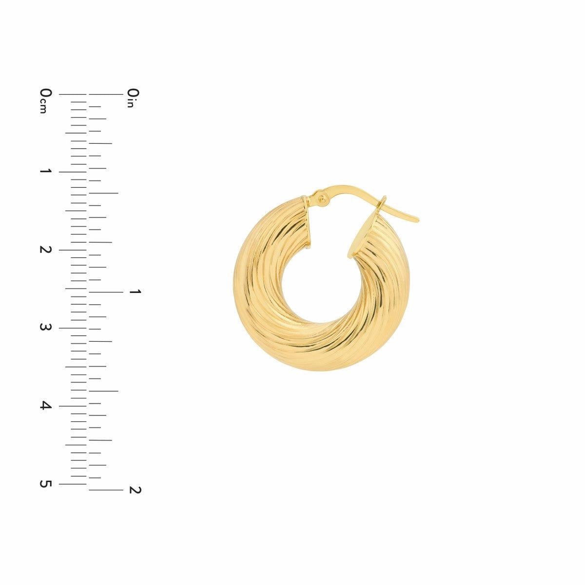 14K Yellow Gold 10.00mm Textured Round Tube Hoop Earrings