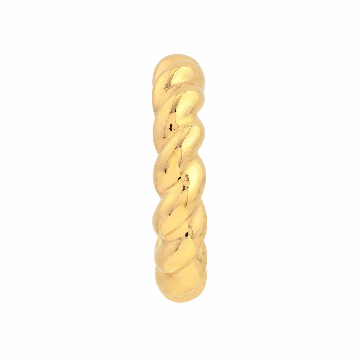 14K Yellow Gold Puff Textured Twist Open Hoop Earrings