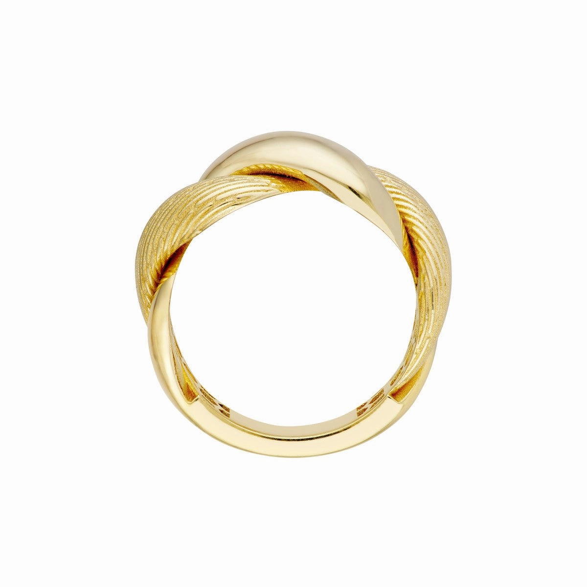14K Yellow Gold Textured and Polished Twist Ring