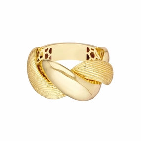 14K Yellow Gold Textured and Polished Twist Ring