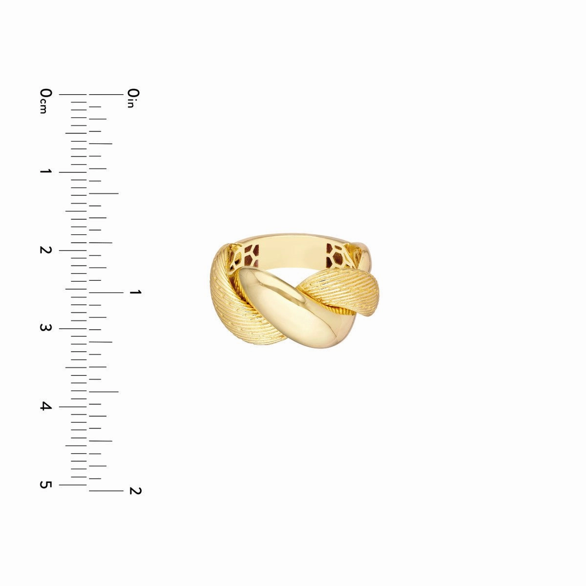 14K Yellow Gold Textured and Polished Twist Ring