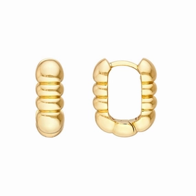 14K Yellow Gold Textured Huggies