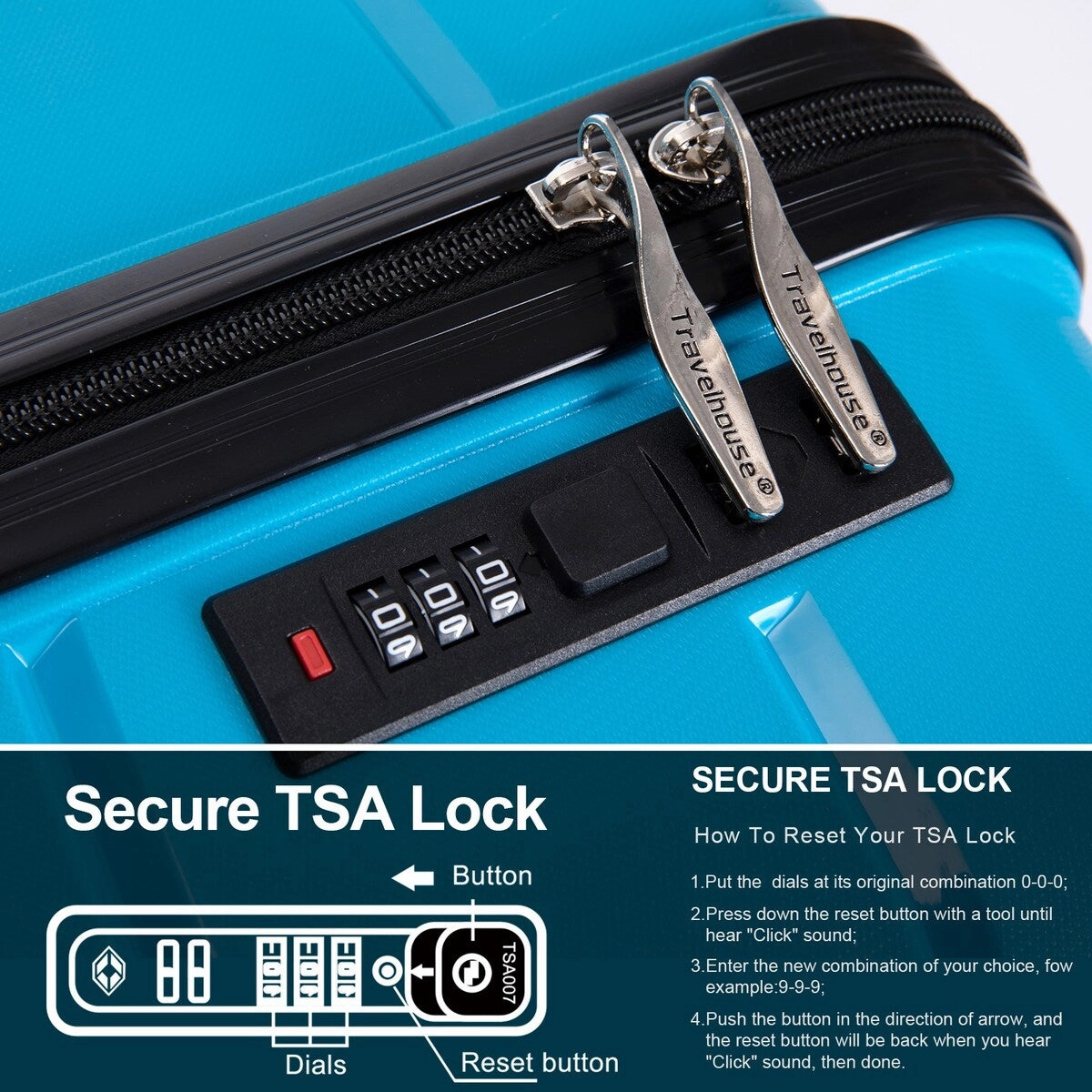 3Pcs Hardshell Durable Luggage Suitcase with TSA Lock and Wheels