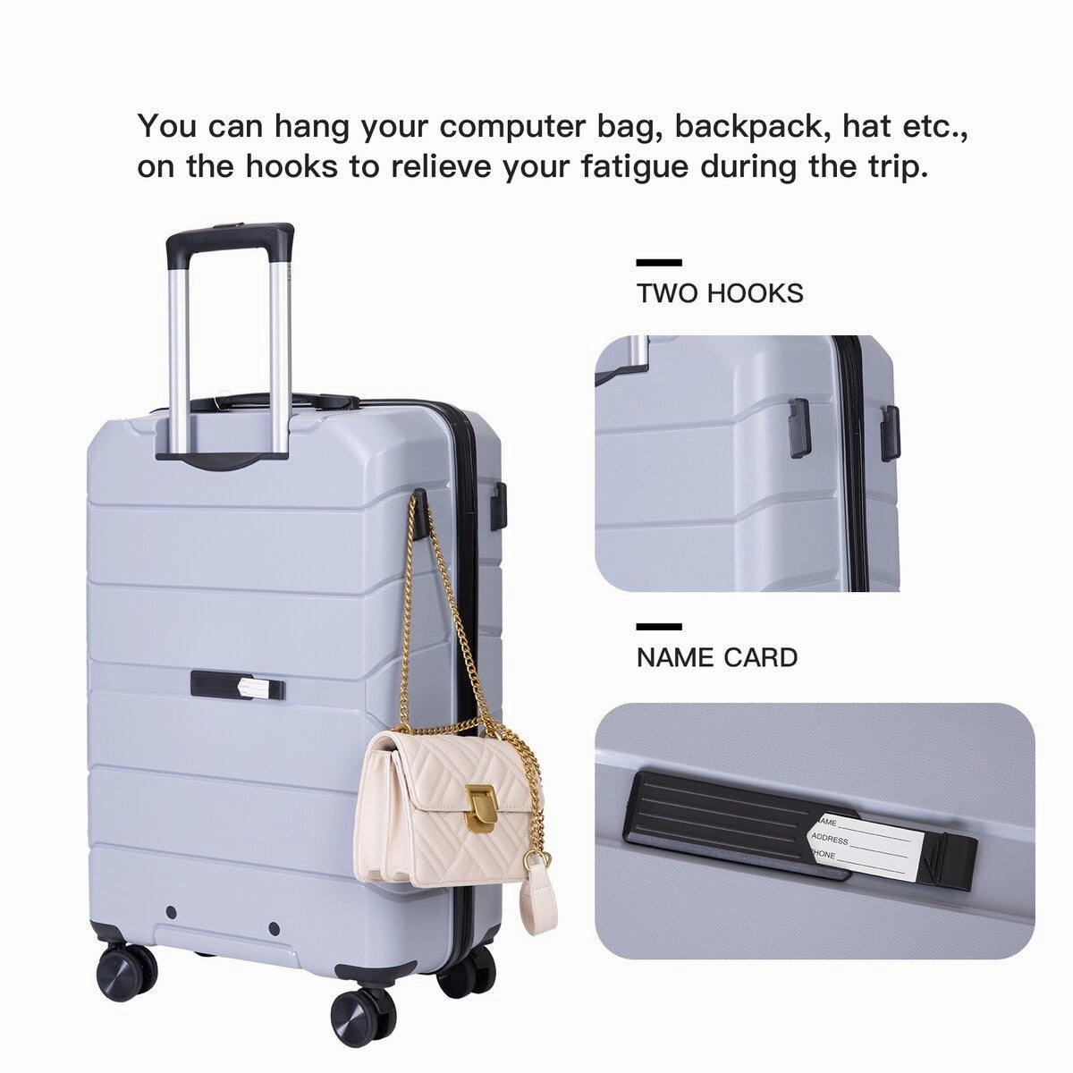 3Pcs Hardshell Durable Luggage Suitcase with TSA Lock and Wheels