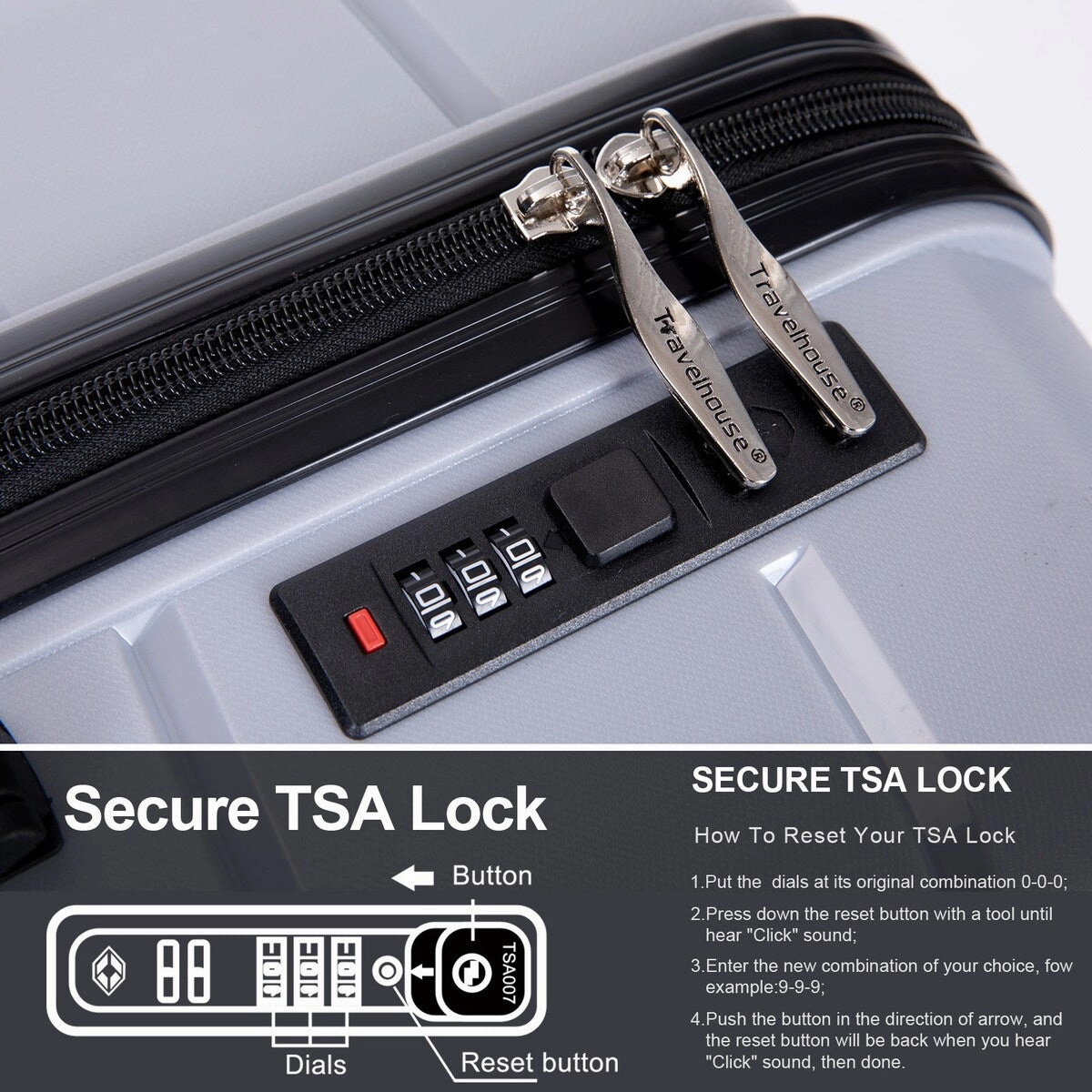 3Pcs Hardshell Durable Luggage Suitcase with TSA Lock and Wheels