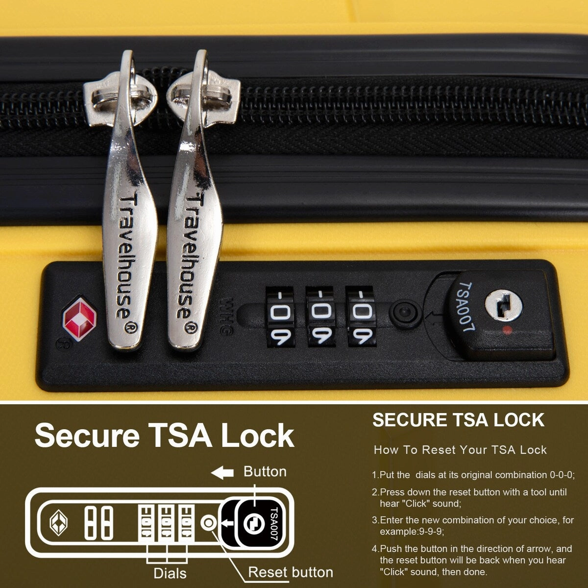 3Pcs Hardshell Durable Luggage Suitcase with TSA Lock and Wheels