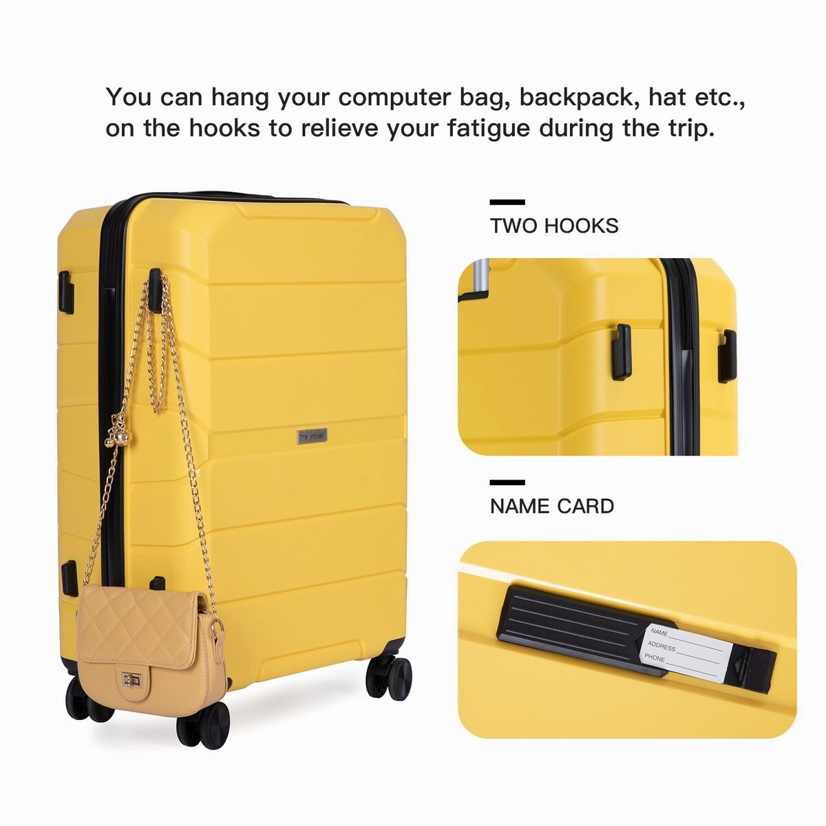 3Pcs Hardshell Durable Luggage Suitcase with TSA Lock and Wheels