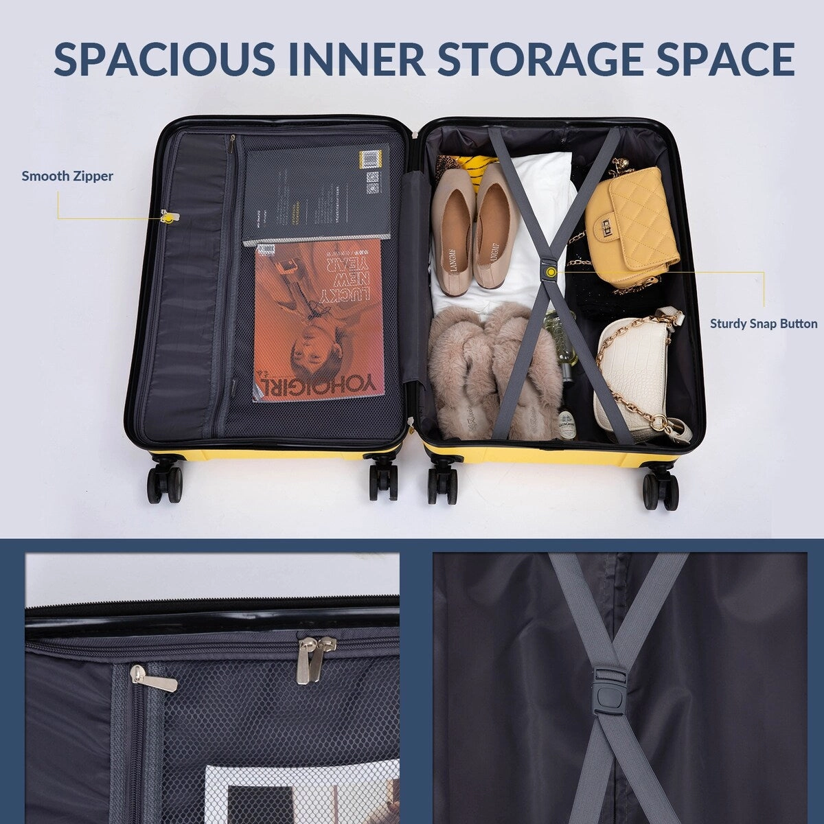3Pcs Hardshell Durable Luggage Suitcase with TSA Lock and Wheels