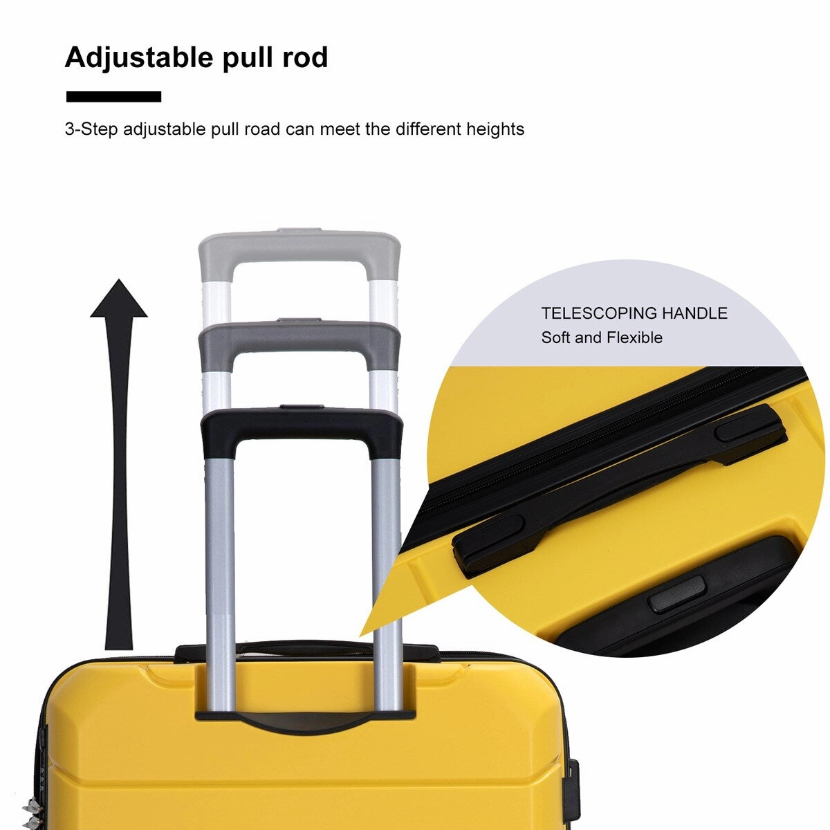 3Pcs Hardshell Durable Luggage Suitcase with TSA Lock and Wheels