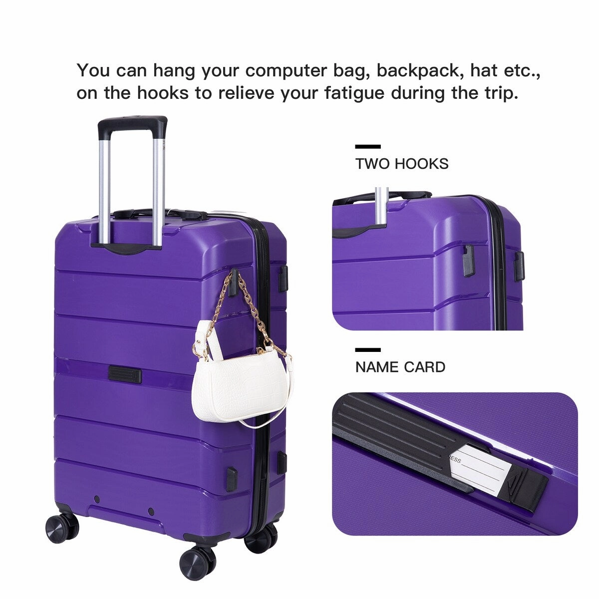 3Pcs Hardshell Durable Luggage Suitcase with TSA Lock and Wheels