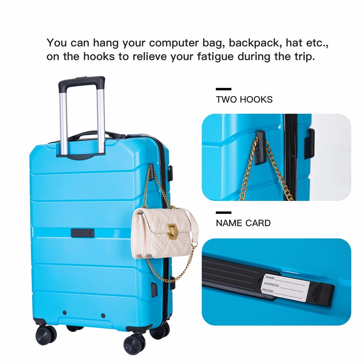 3Pcs Hardshell Durable Luggage Suitcase with TSA Lock and Wheels