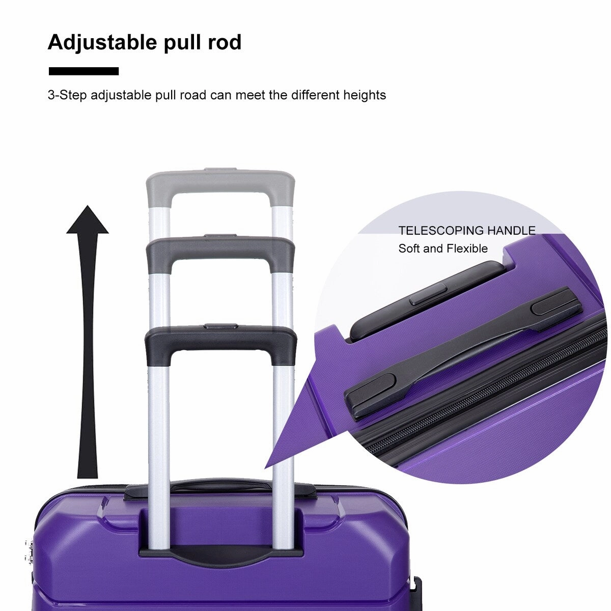 3Pcs Hardshell Durable Luggage Suitcase with TSA Lock and Wheels