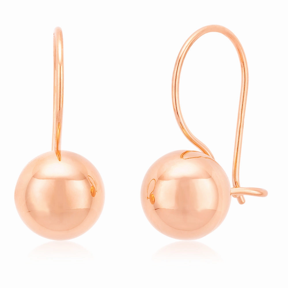 9ct Rose Gold 7mm Euroball Earrings
