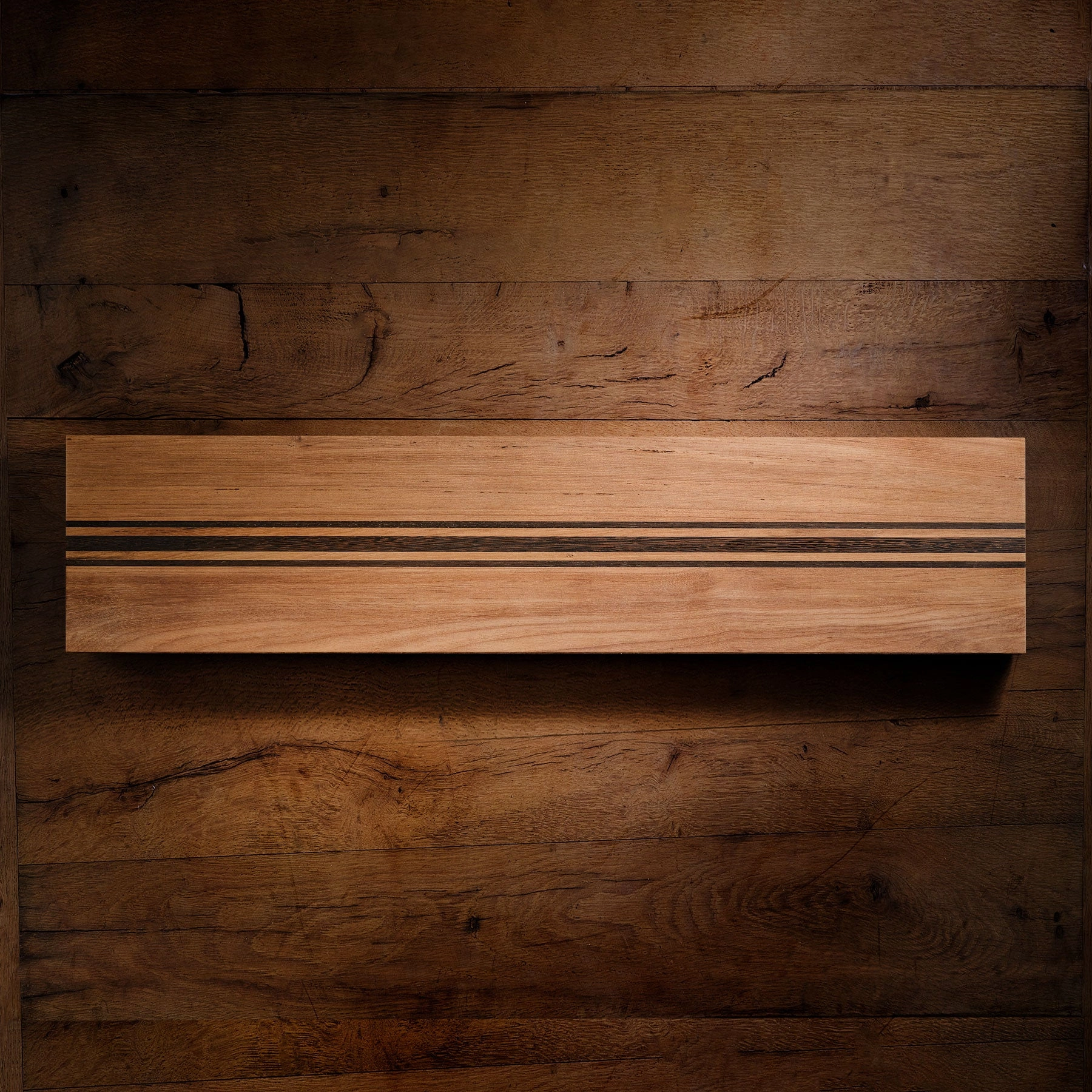 9X40" Teak Serving Board with Triple Stripe - Teak/Natural Finish