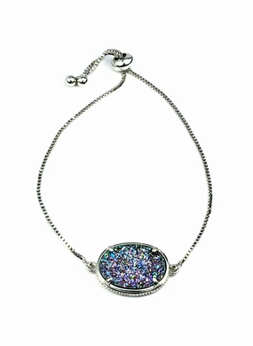 Ariana Large Druzy Bracelet in Silver