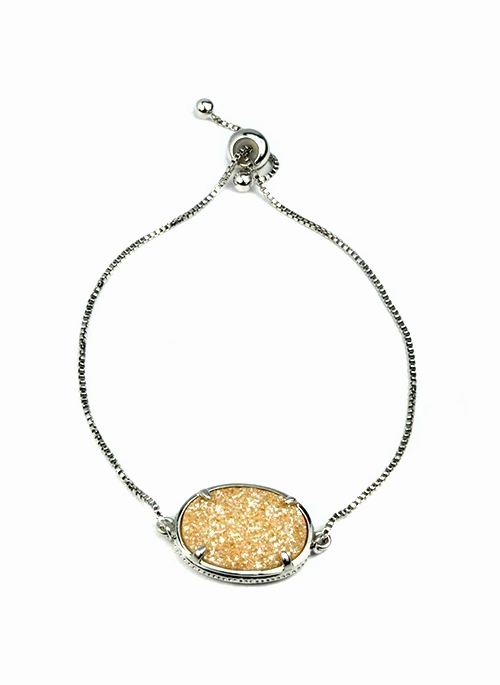 Ariana Large Druzy Bracelet in Silver