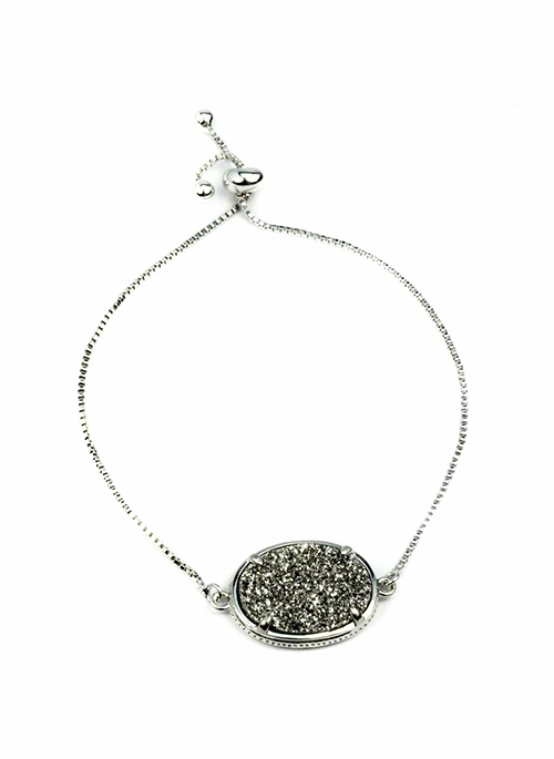 Ariana Large Druzy Bracelet in Silver
