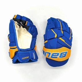 Bauer Supreme Mach - NCAA Pro Stock Hockey Gloves (Blue/Yellow)