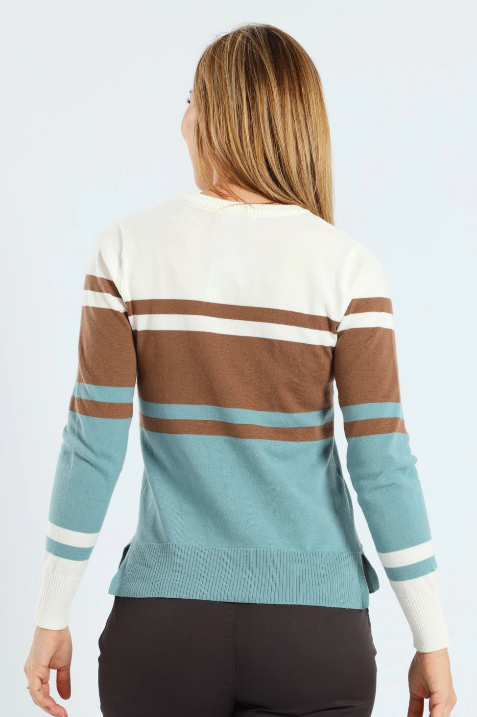 Bold Stripe Pullover - Dusty Blue