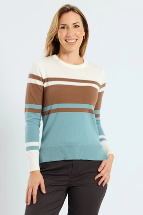 Bold Stripe Pullover - Dusty Blue