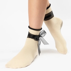 Bow Crew Grip Sock - (Barre / Pilates)