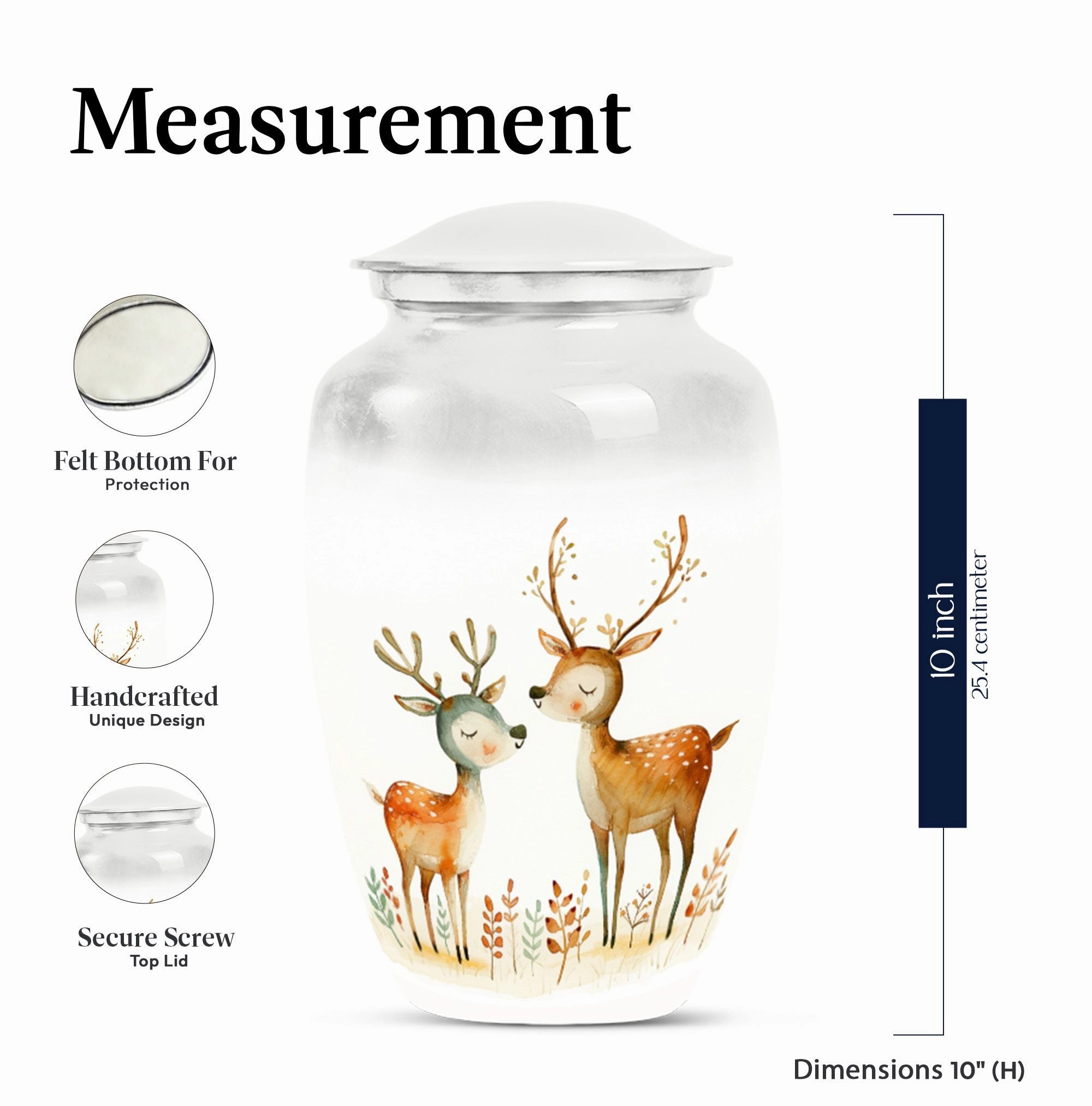 Classic Deer Tribute: Spacious Memorial Urn for Cherished Remains