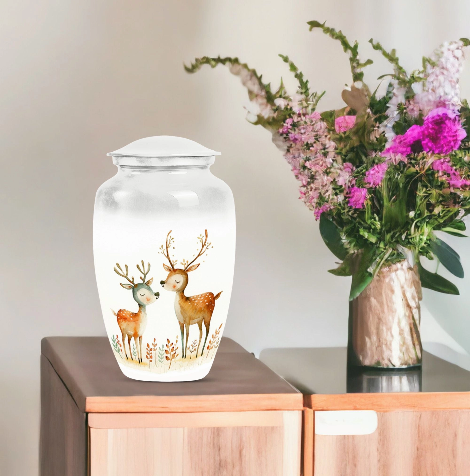 Classic Deer Tribute: Spacious Memorial Urn for Cherished Remains