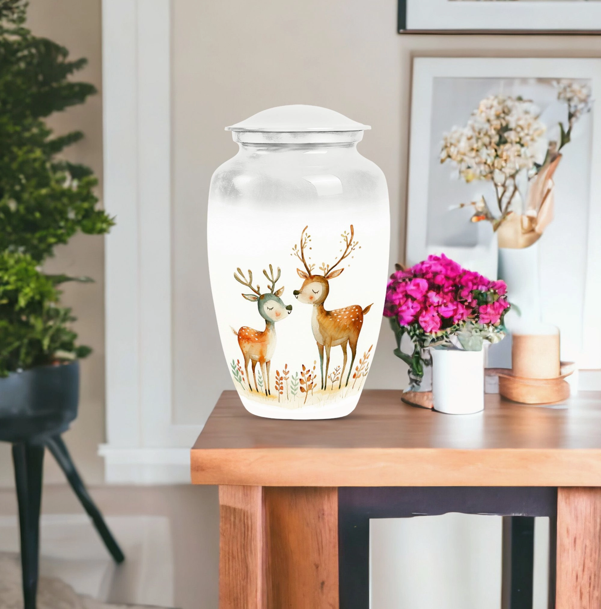 Classic Deer Tribute: Spacious Memorial Urn for Cherished Remains