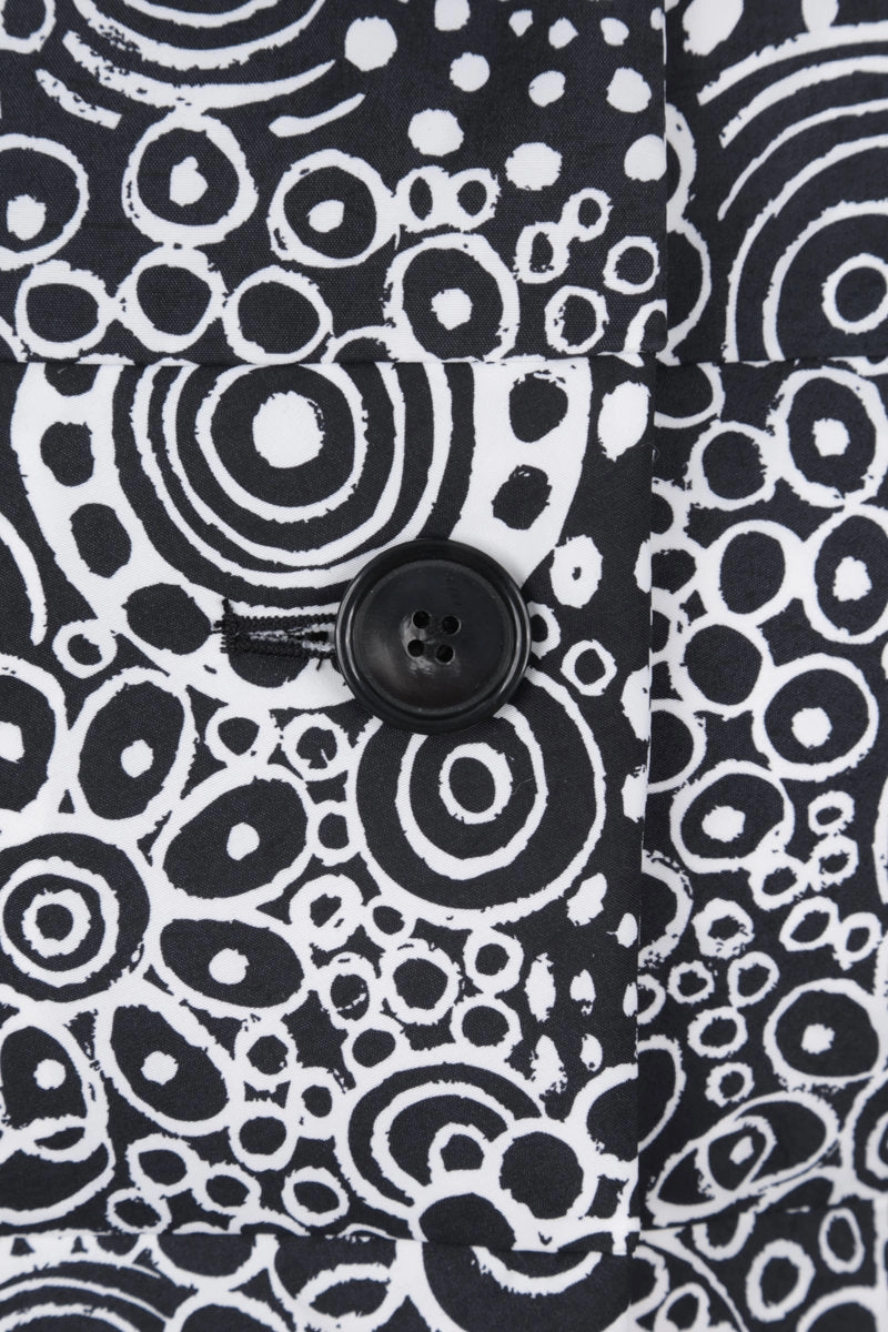 graphic print nylon double-breasted down jacket