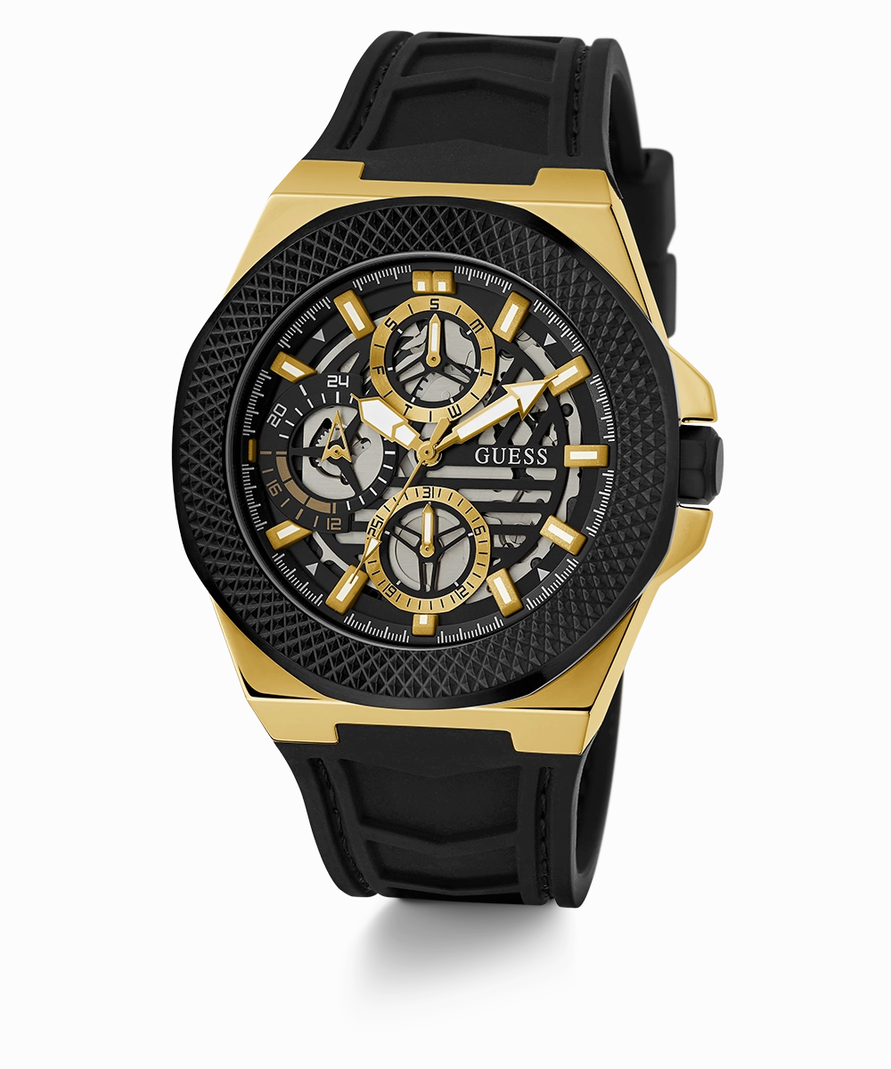 GUESS Mens Black 2-Tone Multi-function Watch
