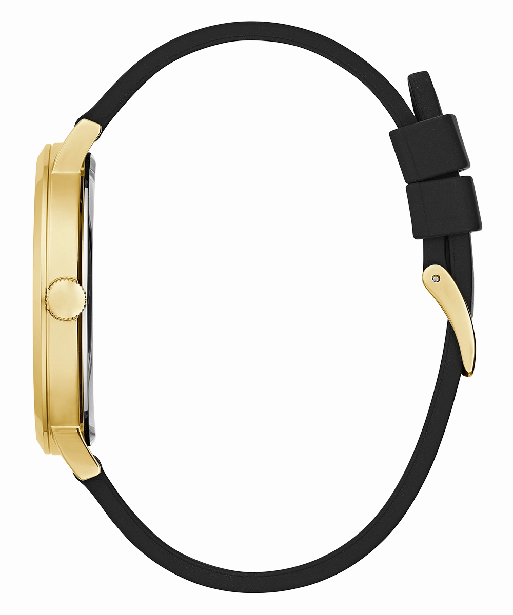 GUESS Mens Black Gold Tone Analog Watch