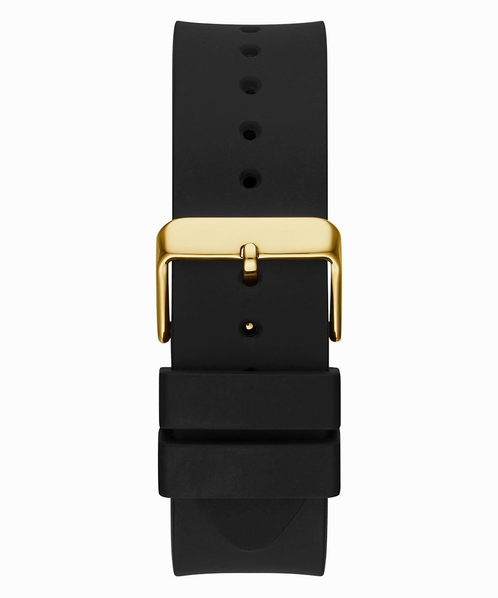 GUESS Mens Black Gold Tone Multi-function Watch