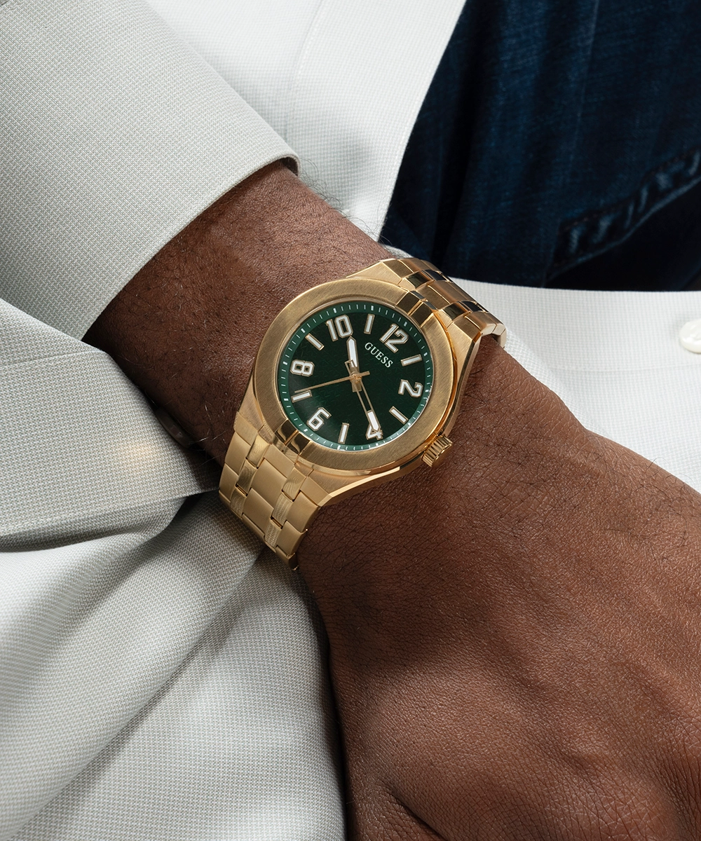 GUESS Mens Gold Tone Analog Watch