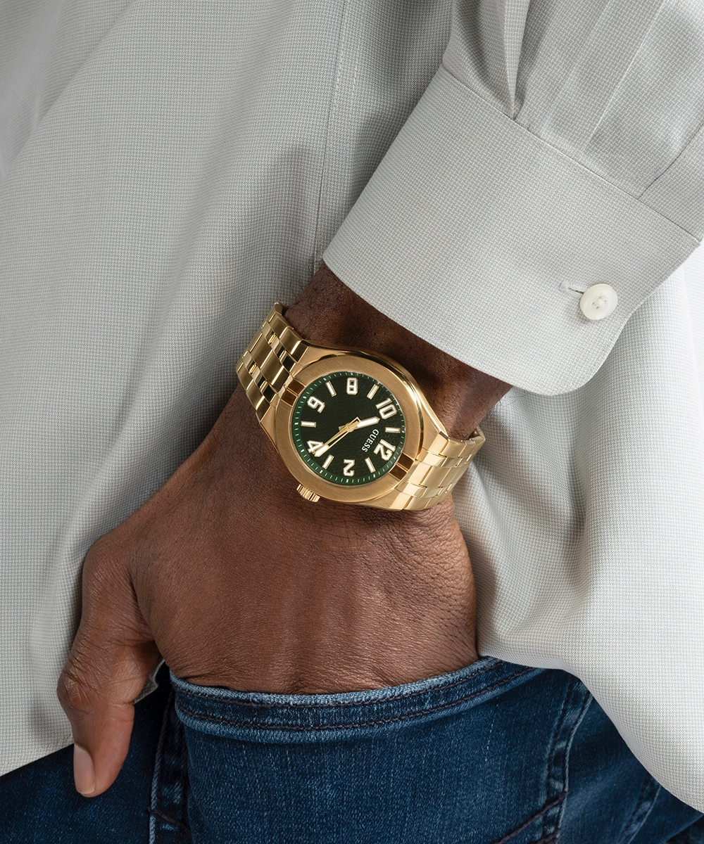 GUESS Mens Gold Tone Analog Watch