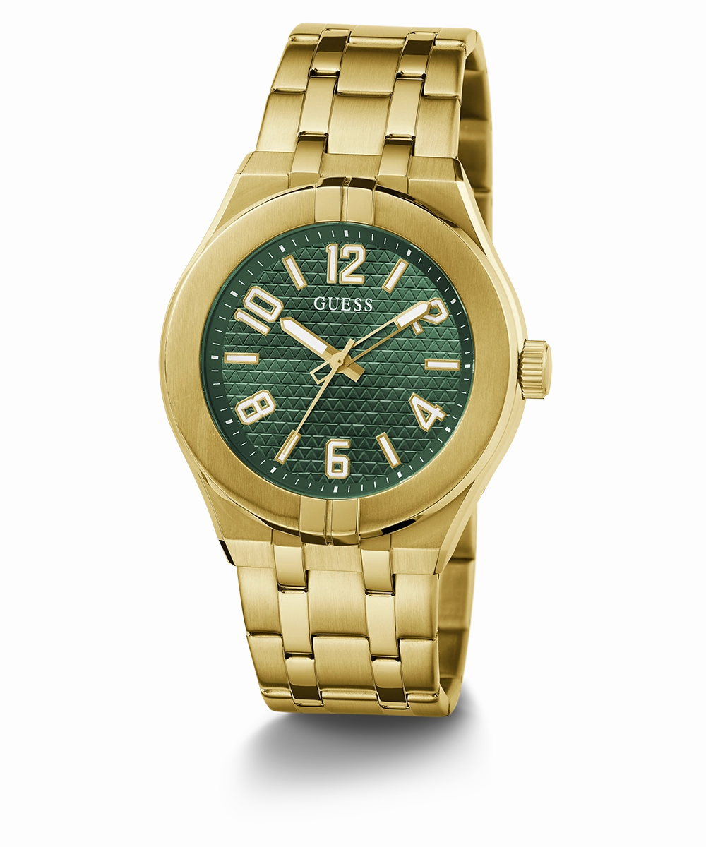 GUESS Mens Gold Tone Analog Watch