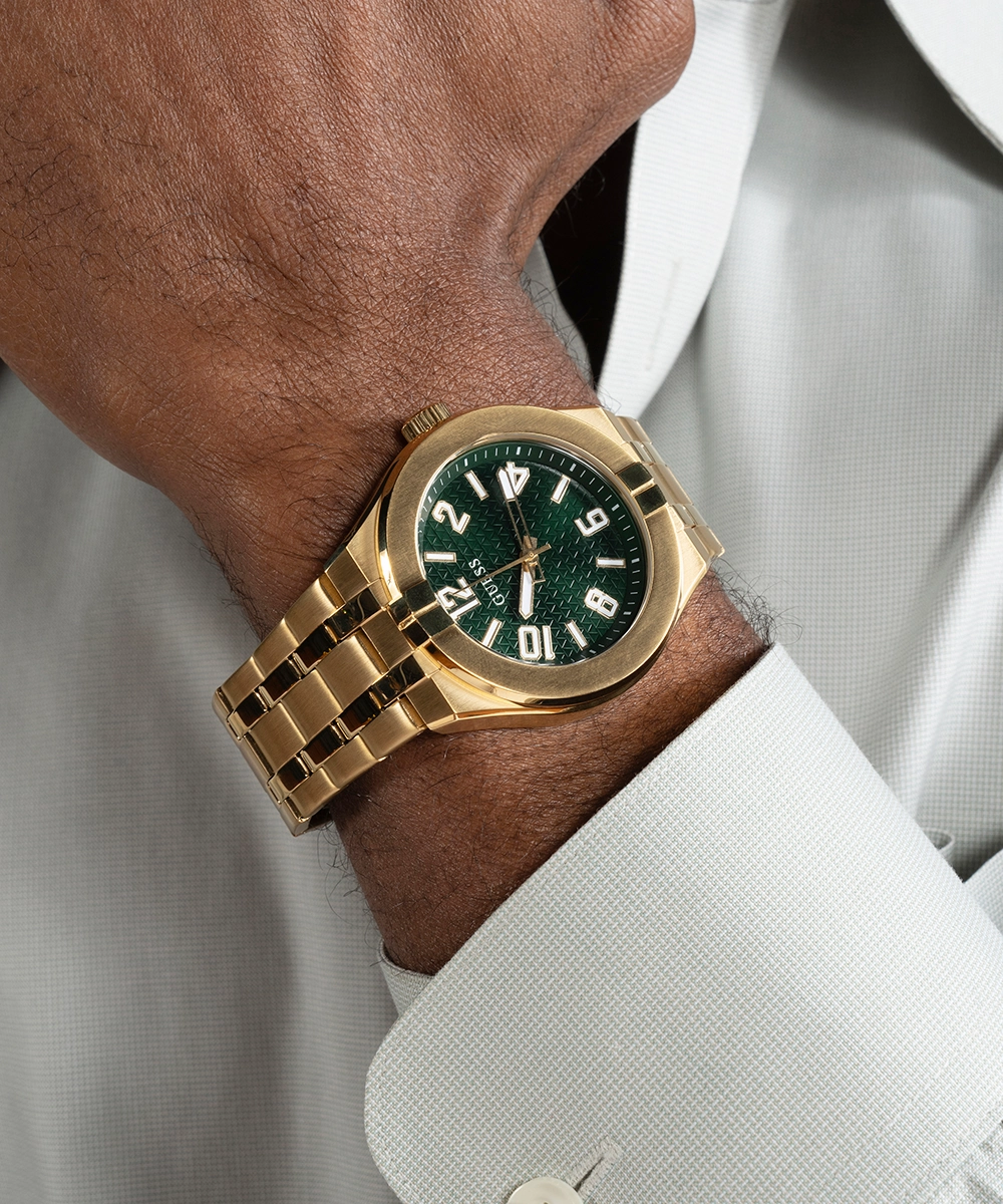 GUESS Mens Gold Tone Analog Watch