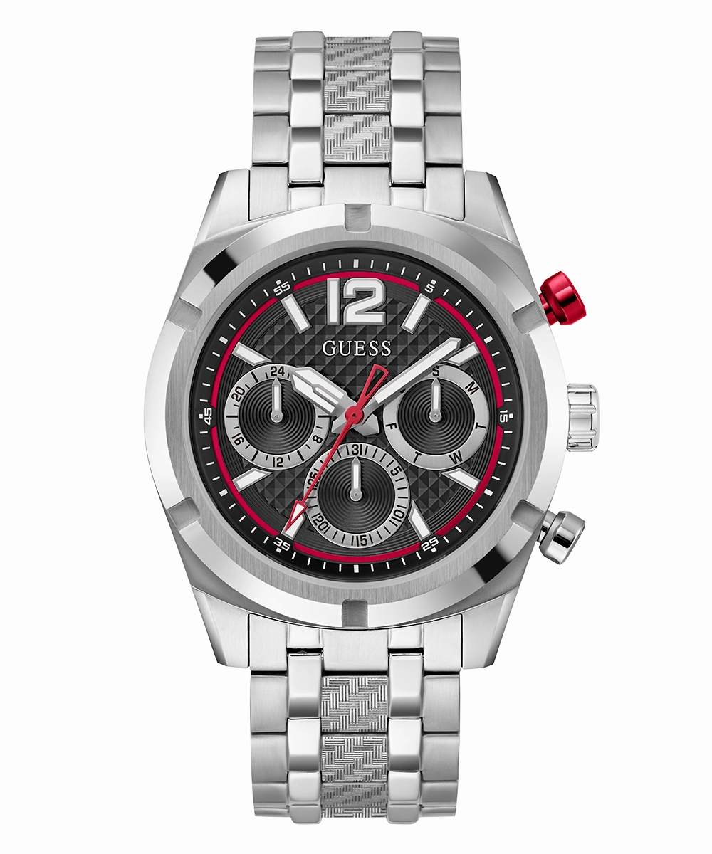 GUESS Mens Silver Tone Multi-function Watch