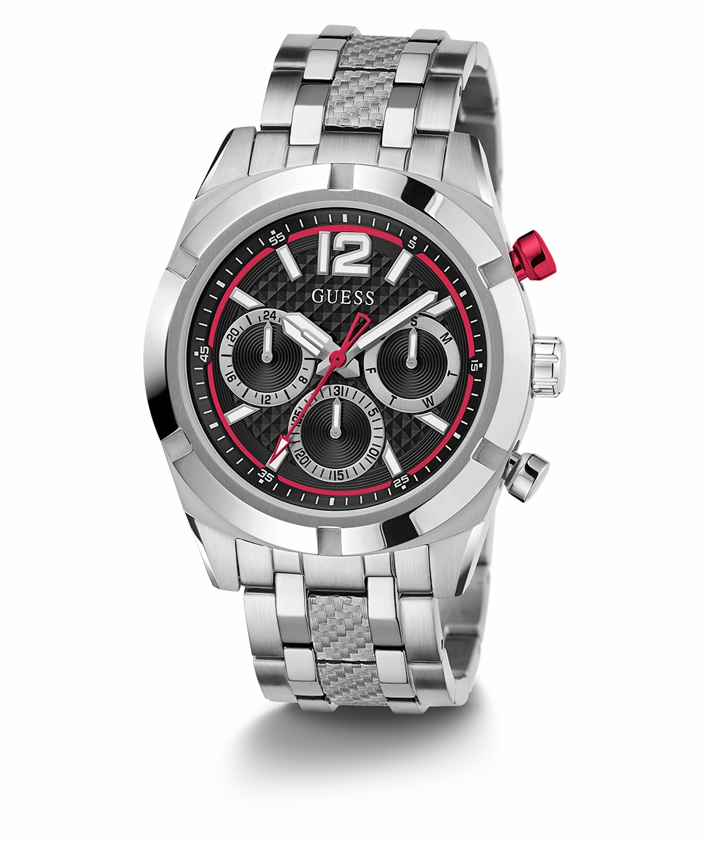 GUESS Mens Silver Tone Multi-function Watch