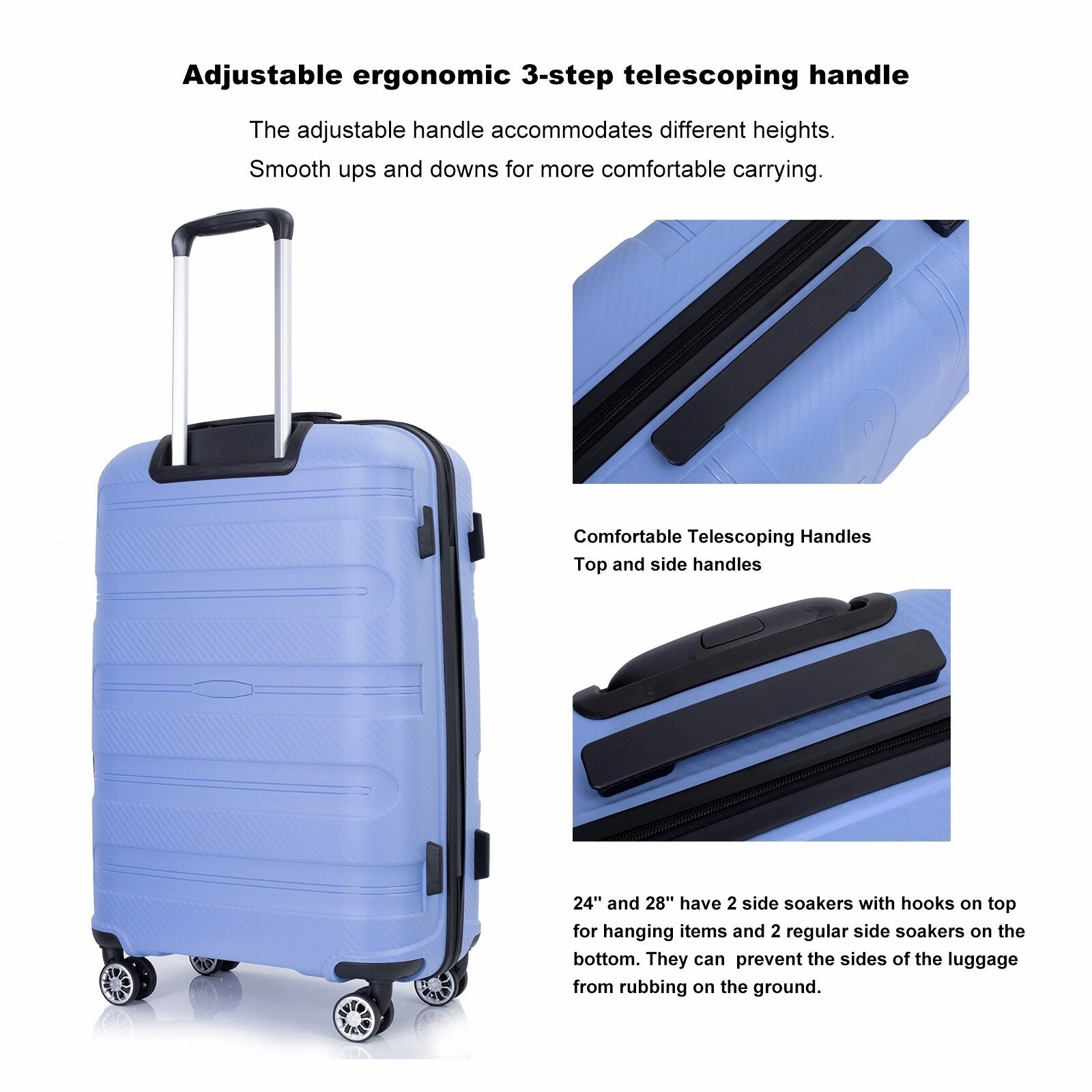 Hardshell Suitcase Spinner Wheels PP Luggage Sets Lightweight Durable Suitcase with TSA Lock,3-Piece Set (20/24/28)