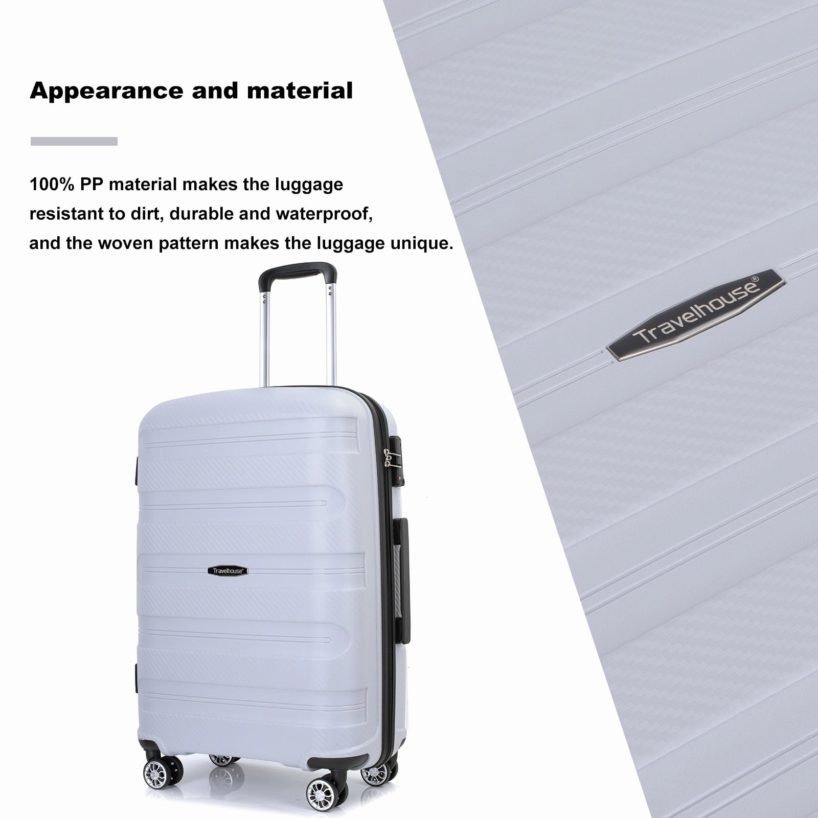 Hardshell Suitcase Spinner Wheels PP Luggage Sets Lightweight Durable Suitcase with TSA Lock,3-Piece Set (20/24/28)