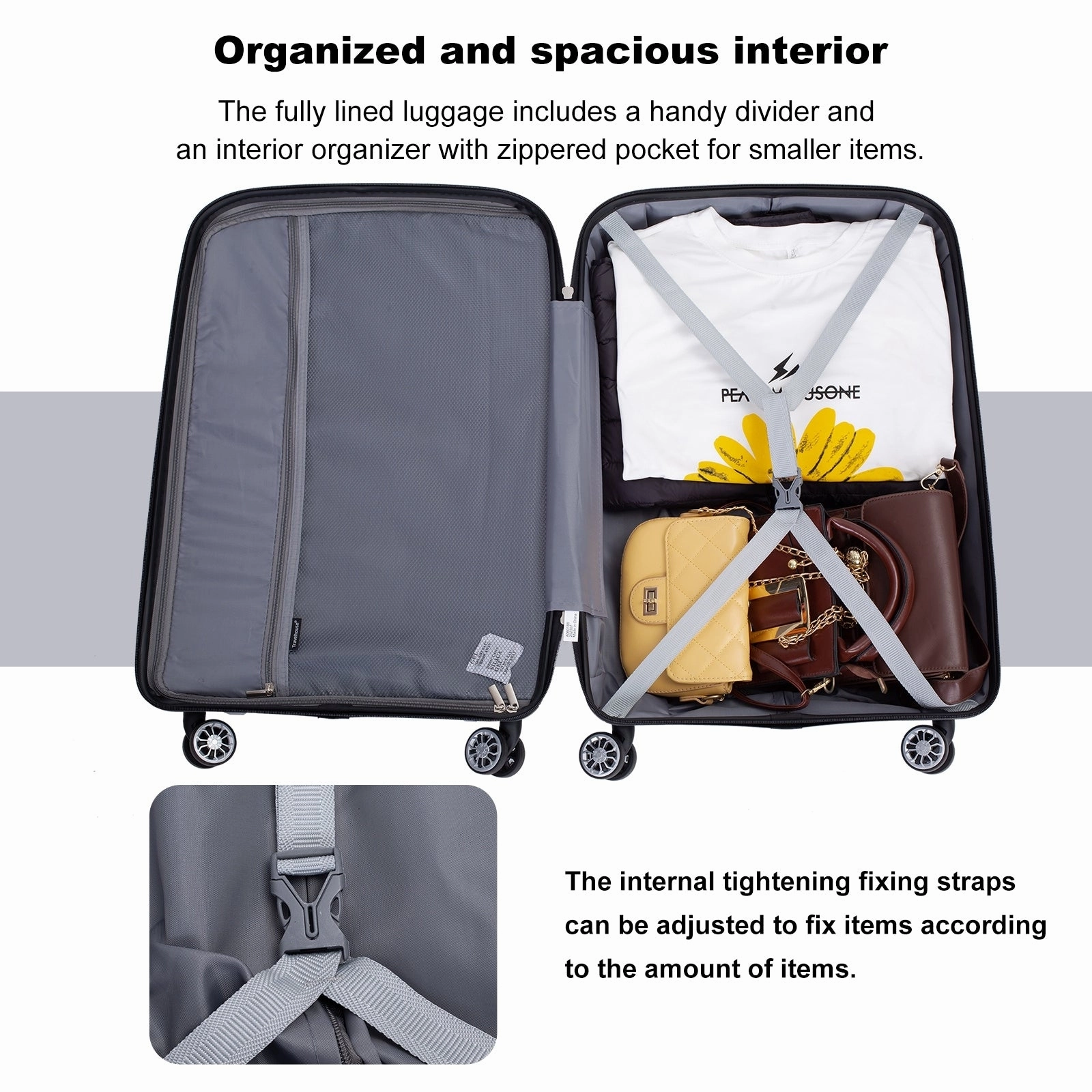 Hardshell Suitcase Spinner Wheels PP Luggage Sets Lightweight Durable Suitcase with TSA Lock,3-Piece Set (20/24/28)