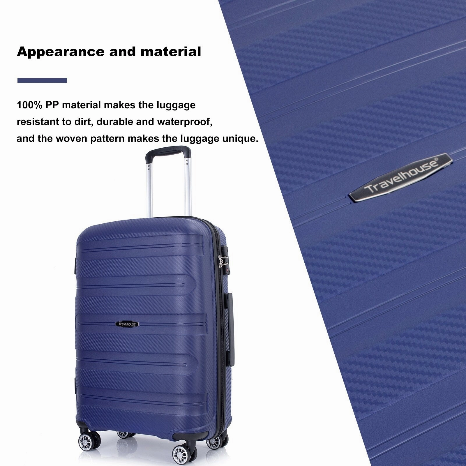 Hardshell Suitcase Spinner Wheels PP Luggage Sets Lightweight Durable Suitcase with TSA Lock,3-Piece Set (20/24/28)