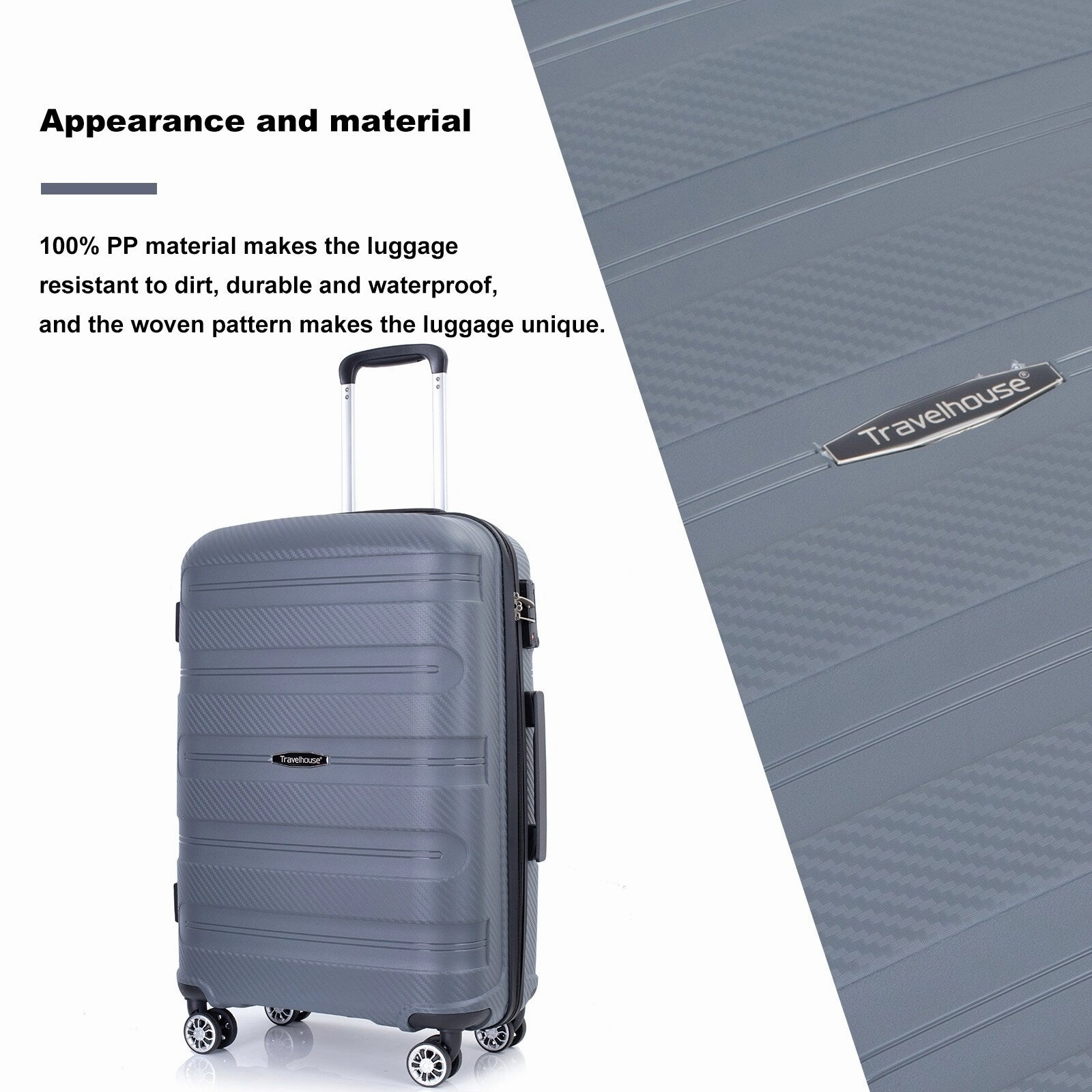 Hardshell Suitcase Spinner Wheels PP Luggage Sets Lightweight Durable Suitcase with TSA Lock,3-Piece Set (20/24/28)