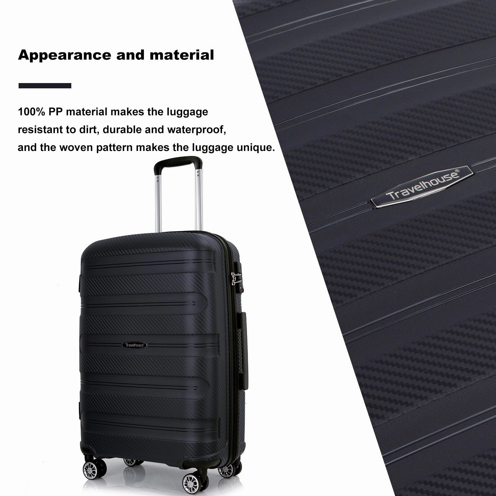 Hardshell Suitcase Spinner Wheels PP Luggage Sets Lightweight Durable Suitcase with TSA Lock,3-Piece Set (20/24/28)
