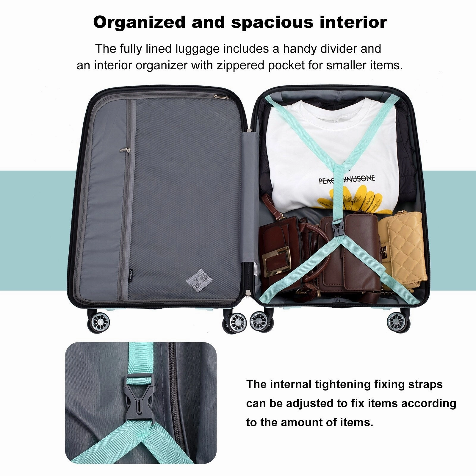Hardshell Suitcase Spinner Wheels PP Luggage Sets Lightweight Durable Suitcase with TSA Lock,3-Piece Set (20/24/28)