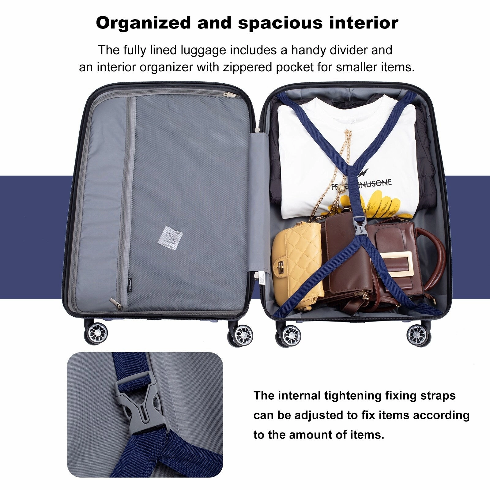 Hardshell Suitcase Spinner Wheels PP Luggage Sets Lightweight Durable Suitcase with TSA Lock,3-Piece Set (20/24/28)