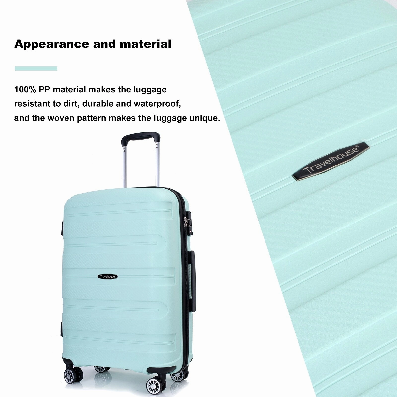 Hardshell Suitcase Spinner Wheels PP Luggage Sets Lightweight Durable Suitcase with TSA Lock,3-Piece Set (20/24/28)