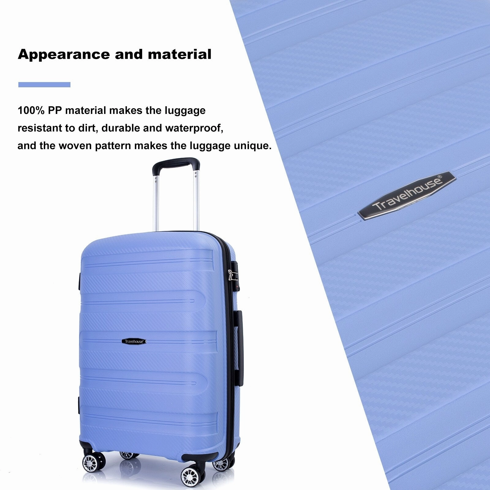 Hardshell Suitcase Spinner Wheels PP Luggage Sets Lightweight Durable Suitcase with TSA Lock,3-Piece Set (20/24/28)