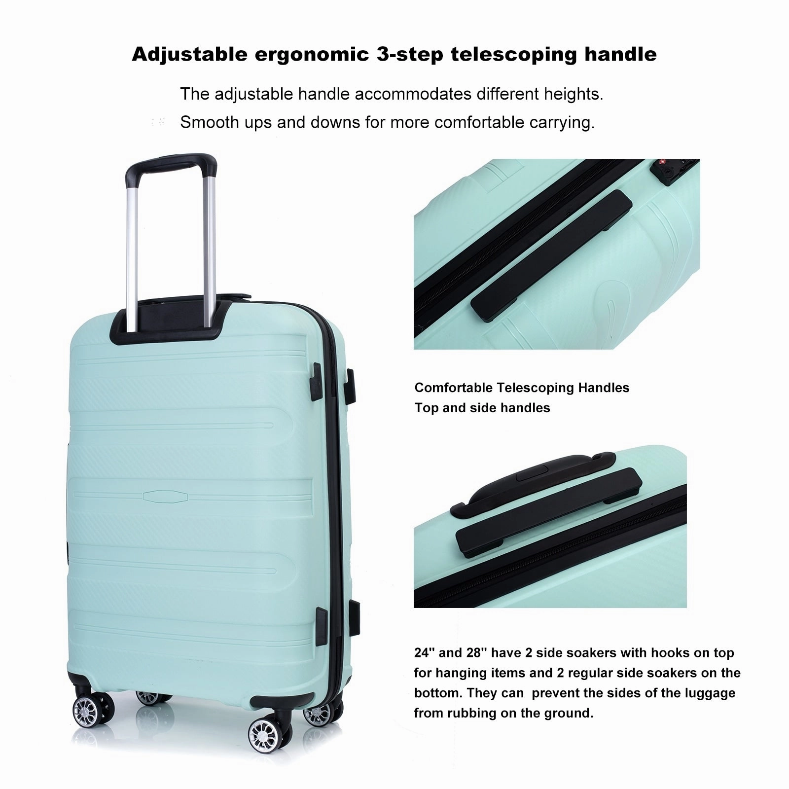 Hardshell Suitcase Spinner Wheels PP Luggage Sets Lightweight Durable Suitcase with TSA Lock,3-Piece Set (20/24/28)