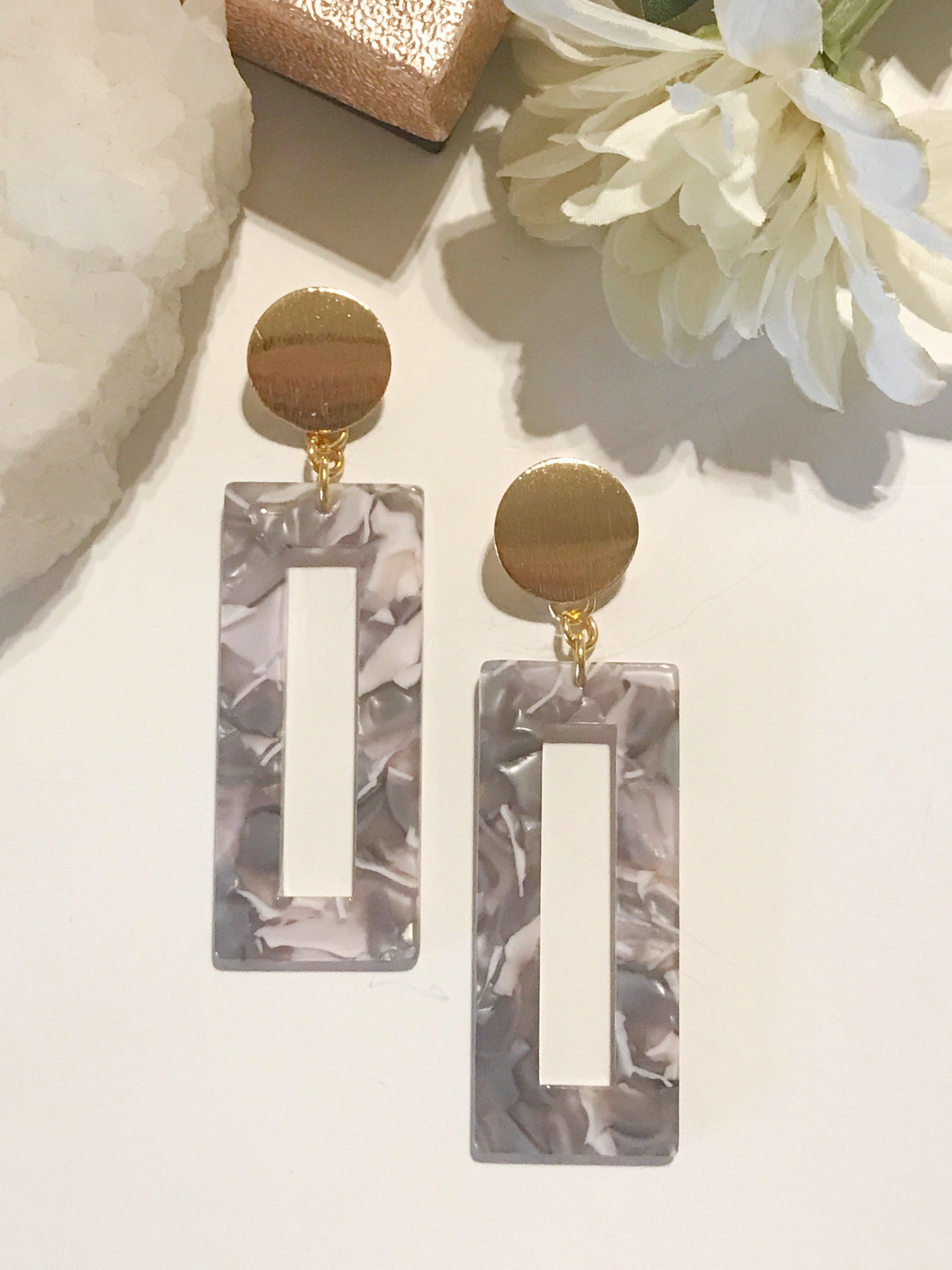 Heather Rectangle Resin Earrings